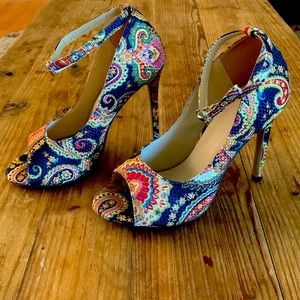 Peep toe stiletto heels